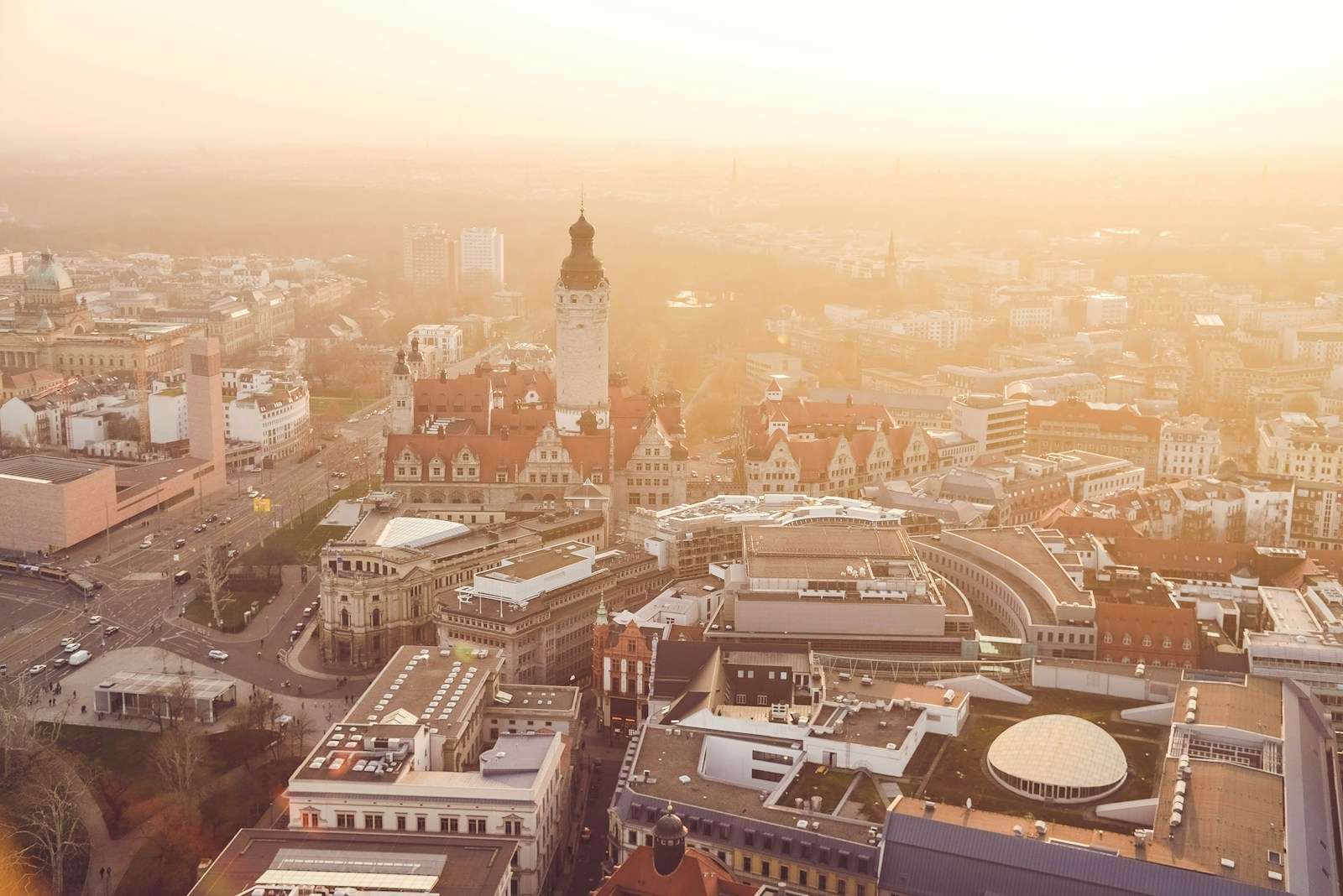 Leipzig city center from above